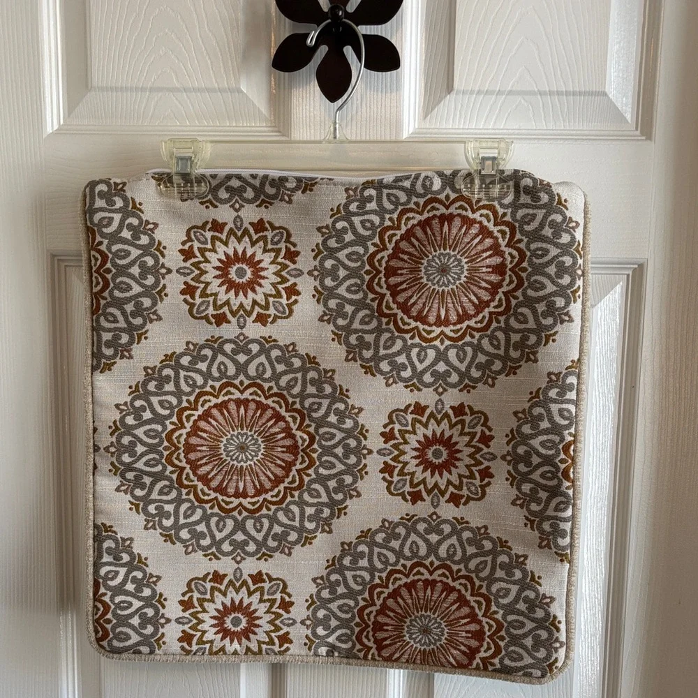 Elegant Gray and Rust Accent Pillow Covers w/zippers Set of 2 Upholstery Fabric